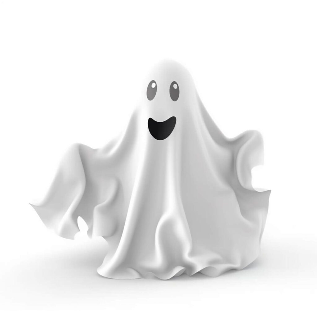 Illustrazione di un fantasma sorridente usata come metafora del ghostwriting accademico